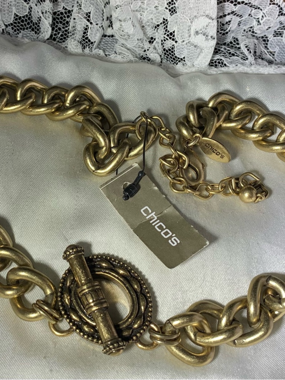 Chico's Bold Gold-Tone Toggle Chain Necklace